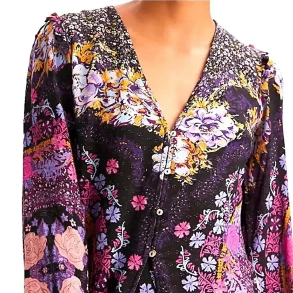 New Free People Marais Printed Midi Dress/Duster w/ Slip Sz: XS - NWOT Ret$168 - Picture 5 of 8